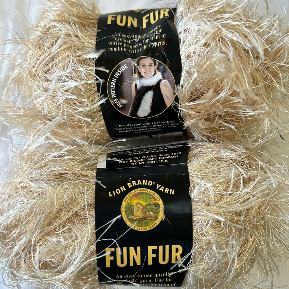 New Lion Brand Fun Fur Eyelash Yarn 2 Skeins